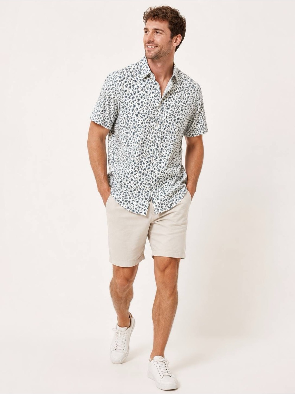 Hugo Boss Men’s White Floral Linen Short Sleeve Shirt Slim Fit Size S NWT
